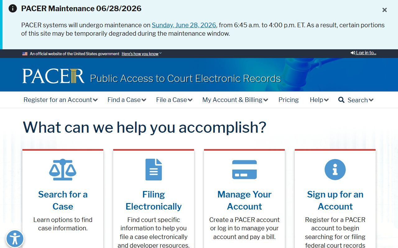 Mahnomen County Court Administrator PACER federal record access