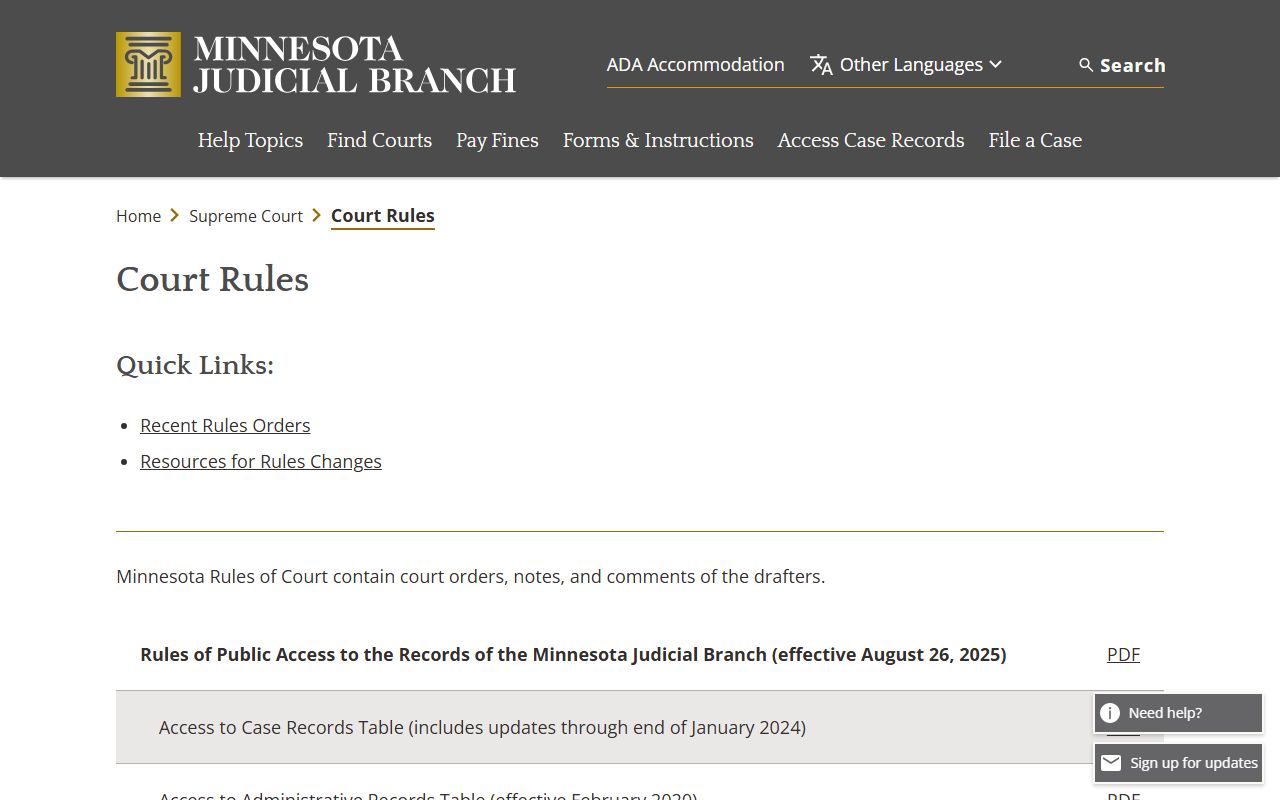 Mahnomen County court dockets Minnesota court rules source