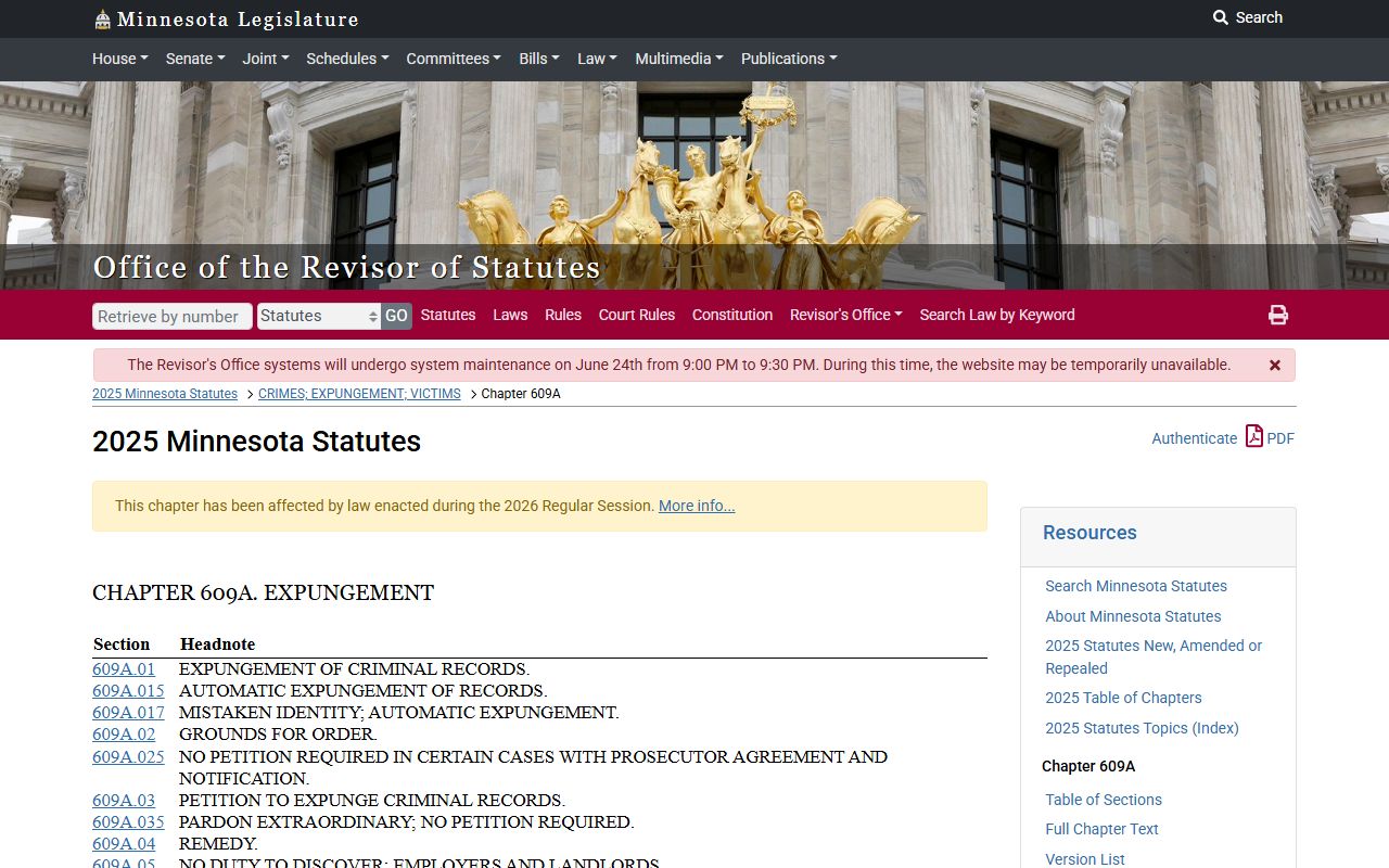 Mahnomen County criminal court records Chapter 609A expungement source