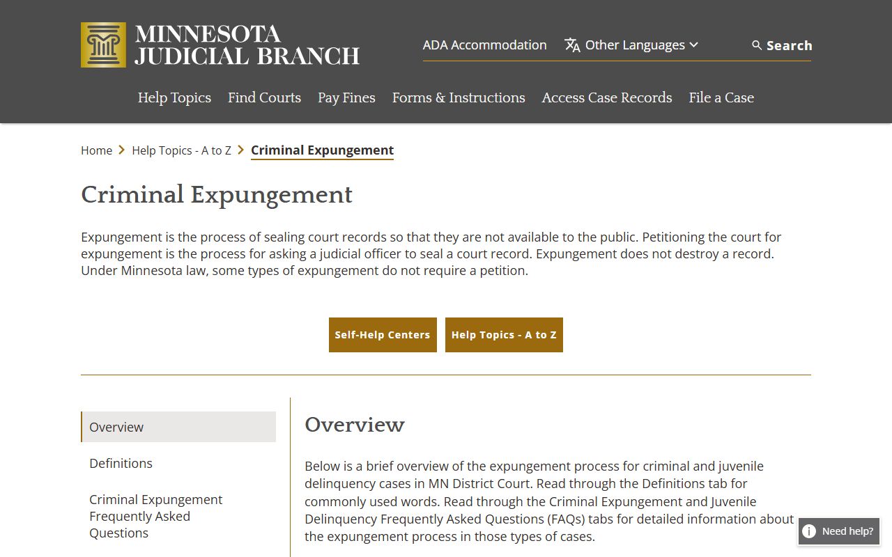 Mahnomen County criminal court records expungement help source