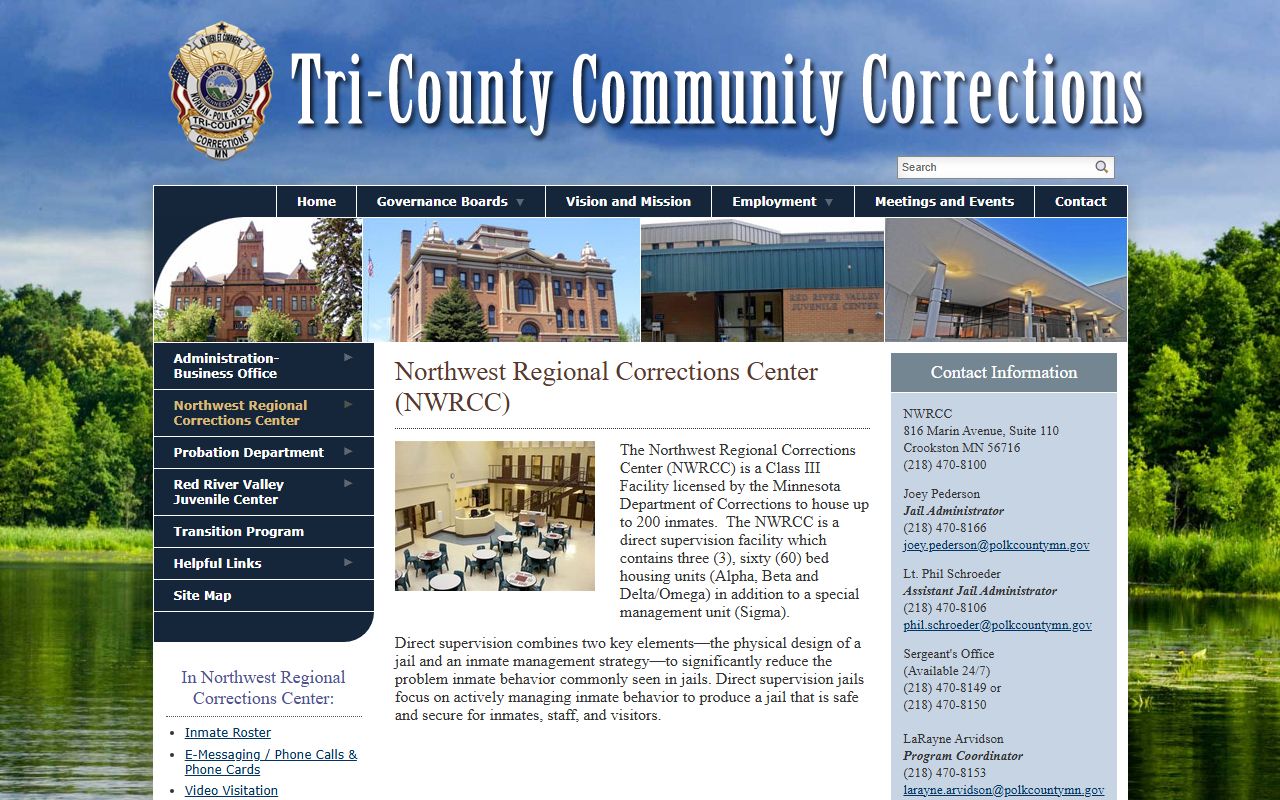 Mahnomen County inmate records NWRCC facility page