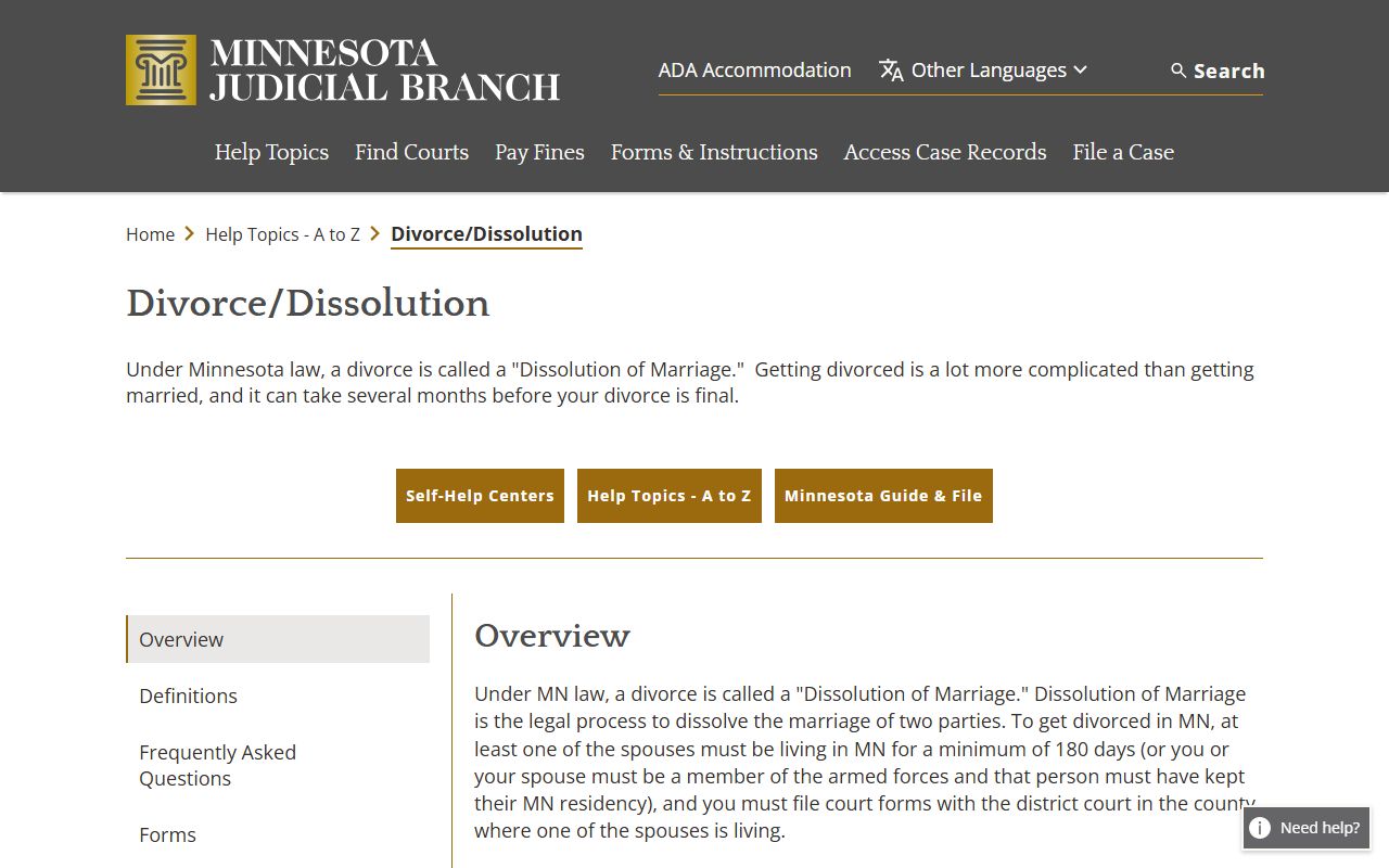 Mahnomen County divorce records Minnesota Judicial Branch divorce topic