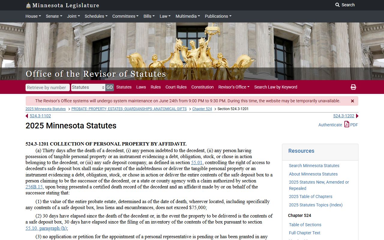 Mahnomen County probate records small estate affidavit statute
