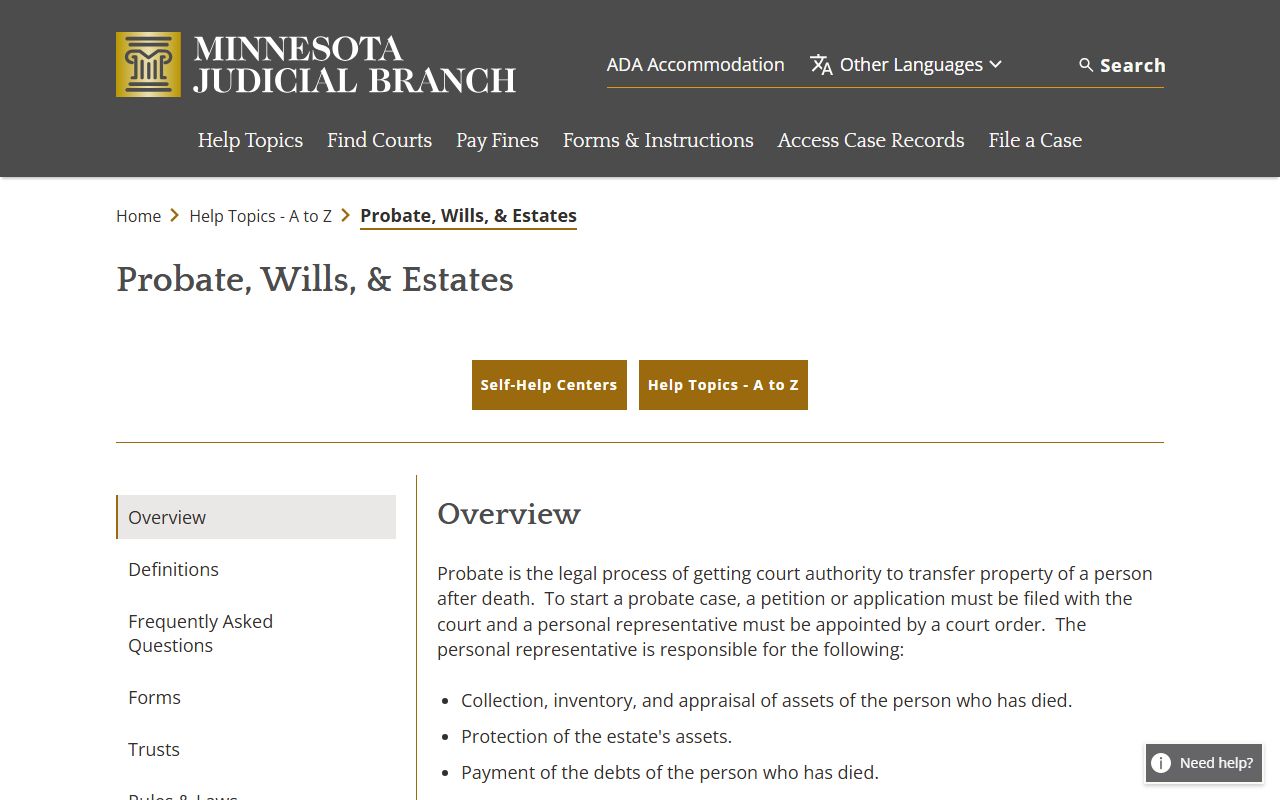 Mahnomen County probate records Minnesota Judicial Branch probate overview