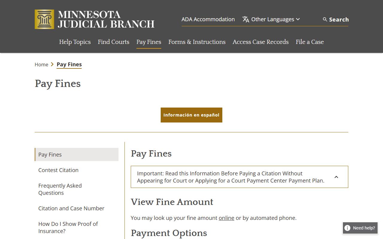 Mahnomen County traffic court records Minnesota pay a fine page