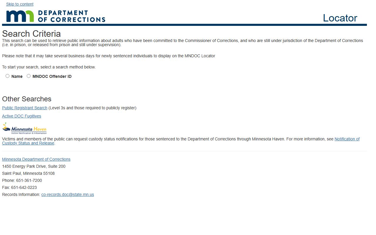 Mahnomen County warrant records Minnesota DOC custody lookup